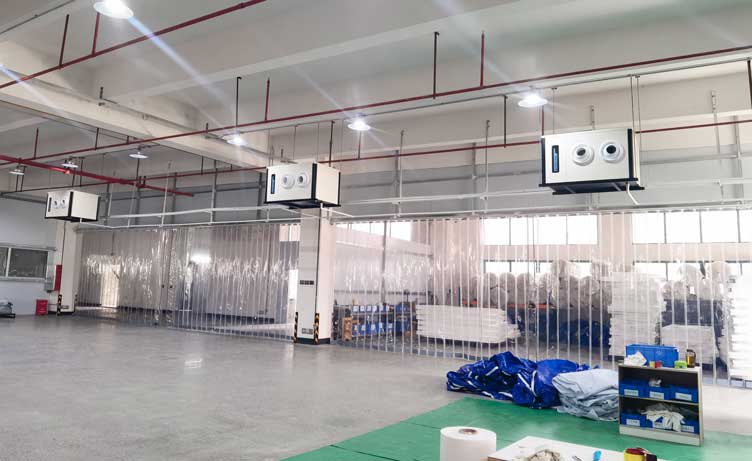 皮革生產車間制冷降溫，應用蒸發冷省電空調-臥式射流機組