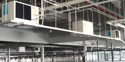 大型制衣工廠車間降溫安裝蒸發(fā)冷省電空調(diào)-臥式軸流機(jī)組